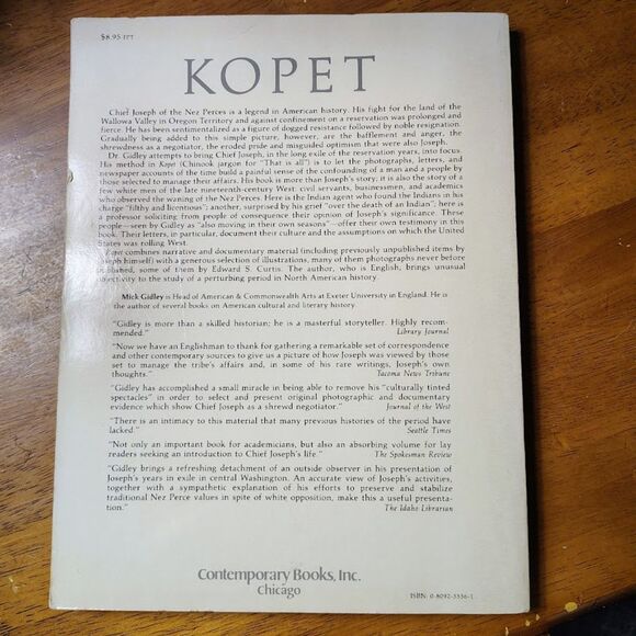 KOPET A documentary Narrative of Chief Joseph's Last Years M. Gidley - Picture 7 of 10